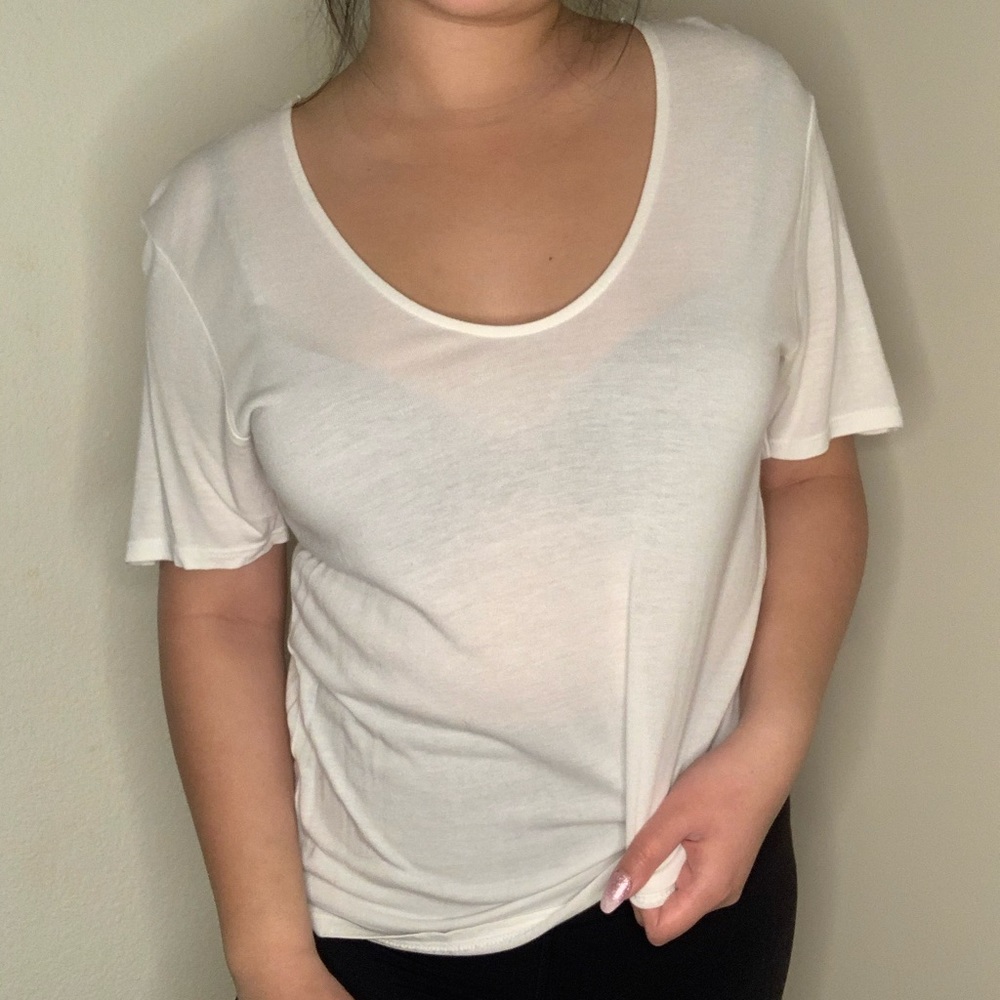 Topshop White Scoop Neck Tee